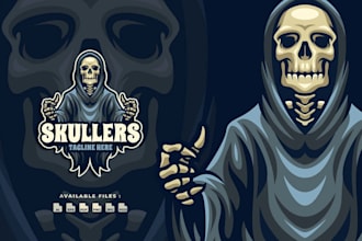 make robotic skullers gaming logo design