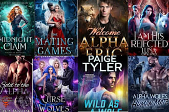 do romance book cover design, vampire, warewolves fantasy para romance cover art
