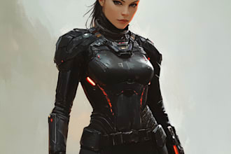 draw a sci fi character illustration or sci fi character in my style
