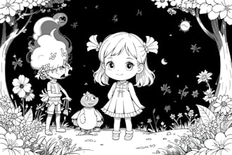 draw cute children coloring book pages