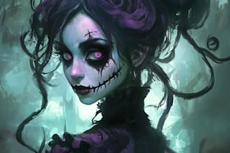 create concept drawings for fantasy characters and spooky horror creatures