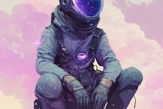 create 2d sci fi cyberpunk nfts, robot characters cyborg nft