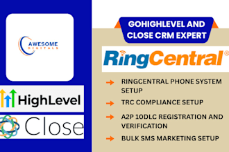 setup a2p 10dlc registration gohighlevel ringcentral grasshopper close crm IVR
