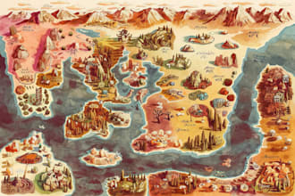 watercolor map illustration just for you