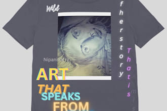 design unique hand drawn sketch or acrylic art for  t shirt