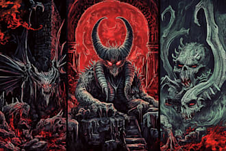 make dark art illustration horror movie posters, horror book