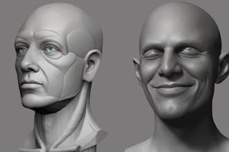 sculpt realistic 3d head bust helmet 3d face 3d full body model for 3d printing