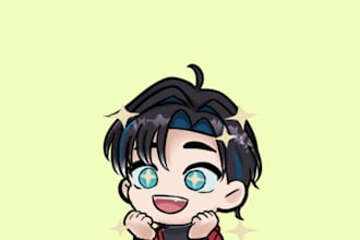 create cute custom stickers and chibi illustrations in my unique style