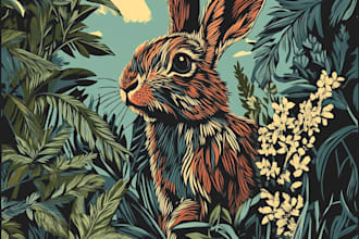 draw vintage mascot in linocut style for your brand