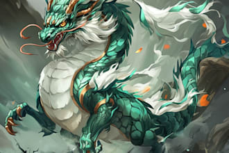 design dragon logo dungeons and monster or illustration