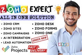 be your zoho one expert set up zoho CRM, zoho books, campaigns, zoho desk