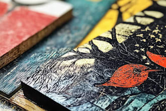 draw anything to linocut black and white style for you