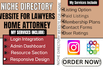 design niche directory website for lawyers health home attorney services crypto