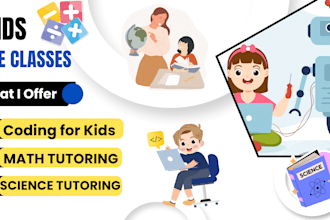 teach coding, math and science to kids ages 5 to 15