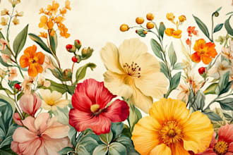 draw vector botanical illustrations of plants and flowers