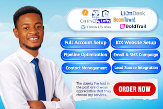 set up real estate CRM and idx websites lofty kvcore follow up boss