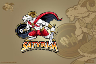 design esport cartoon goat knight logo