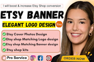 create elegant etsy shop banner and logo, for etsy branding, etsy shop kit