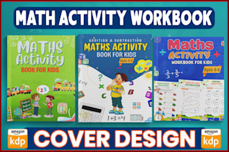 design custom math book kids worksheet workbook math puzzle book cover