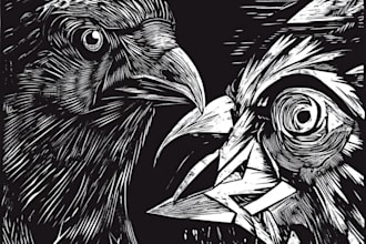 draw unique linocut tshirt in my style