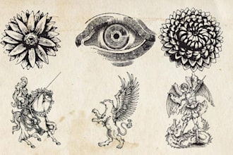 draw vintage engraving style tattoo in detailed blackwork design