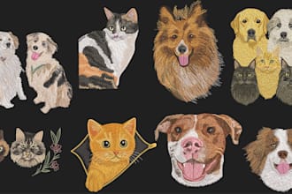 digitize your dog, cat, or pet image into embroidery file within one hour