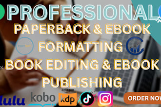 copy proofread format book editing publishing for amazon kindle and paperback