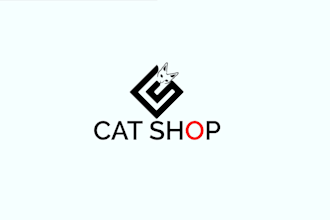 design  creative modern cat shop logo and brand identity