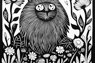 design a beautiful linocut t shirt in my art style