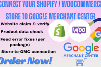 connect your shopify or woocommerce store to google merchant center account