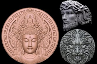 scupture 3d pendant model medallion engraving cnc design coin ring zbrush stl