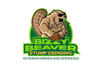 design cartoon classic beaver stump grinding logo