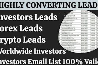 deliver verified email list of investor, fresh crypto forex leads, mlm leads