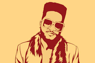 draw unique style vector cartoon portrait or line art illustration