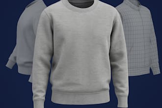 create high quality 3d clothing mockup and 3d garment in clo3d