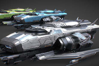 create 3d spaceship model, 3d aircraft, military vehicle, hard surface 3d print