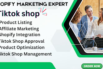 set up, manage tiktok shop, shopify marketing, facebook shop, tiktok ads