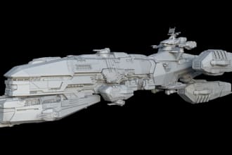 sculpt 3d spaceship model, hard surface sci fi model starship model for 3d print