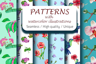 create seamless watercolor patterns for your products