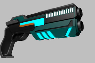 redesign 3d sci fi gun for game, shotgun model, 3d weapons from swords to guns