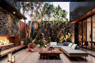 create 3dfront yard, backyard pizza oven,garden patio,outdoor terrace cgi render