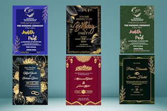 design invitation cards, wedding invitations, party flyers, and mockup designs