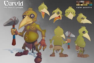do character designs, studies and concept art