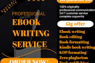 ghostwrite nonfiction ebook self help book lulu amazon KDP fiction ebook writer