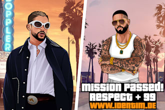 draw gta style vector cartoon portrait in 24 hours
