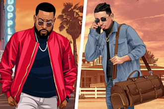 draw gta style vector cartoon portrait in 24 hours
