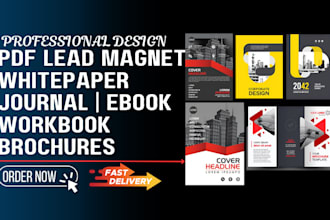 design pdf lead magnet, whitepaper, digital brochure design, and canva workbook