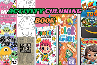 design kids activity book, kids coloring book, kids letter tracing for KDP