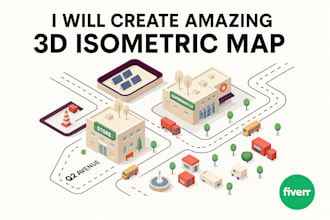 create amazing 3d isometric map, vector illustration event map