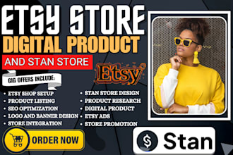 design etsy digital product, etsy shop setup, etsy SEO listings, digital product